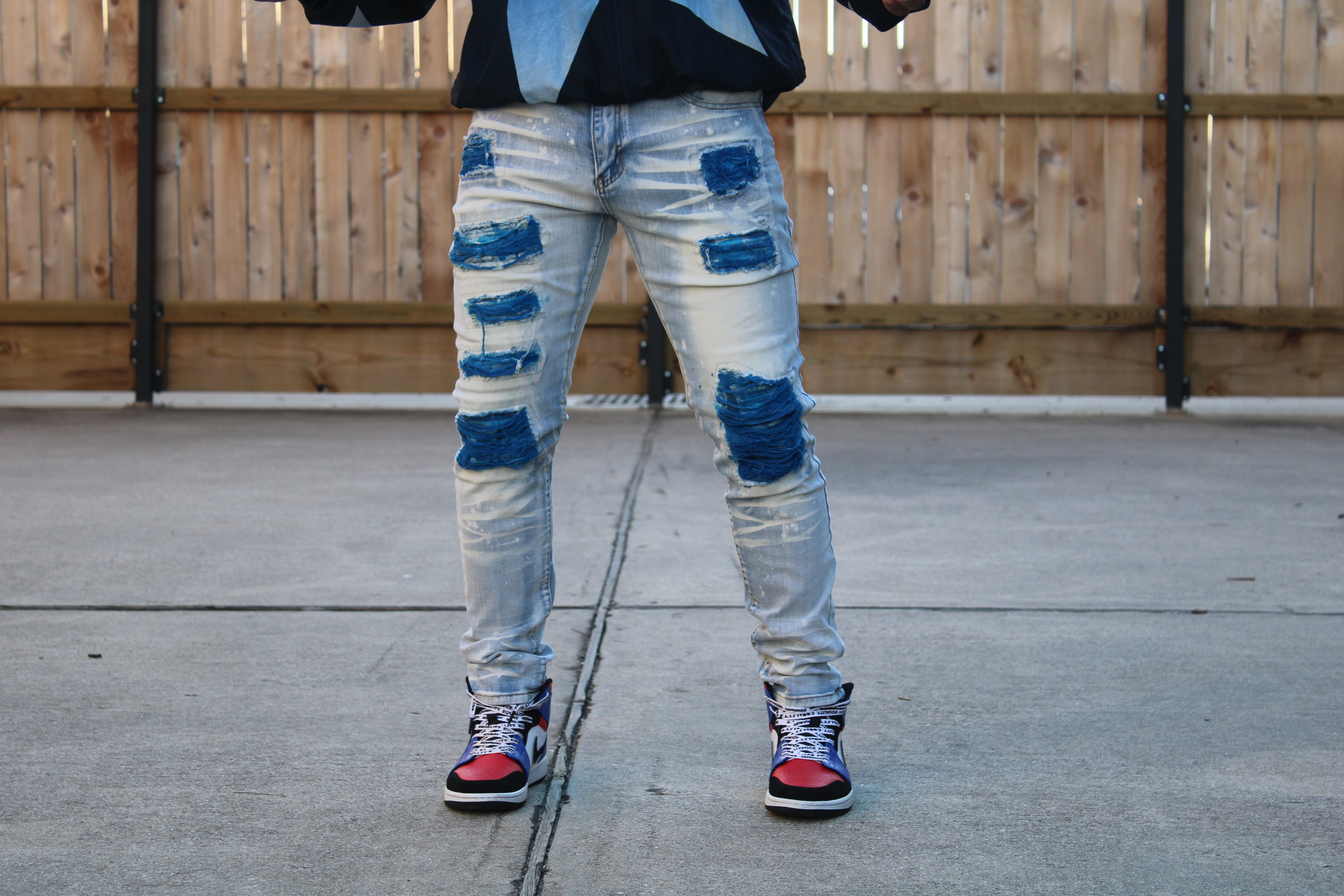 Distressed Blue Jeans